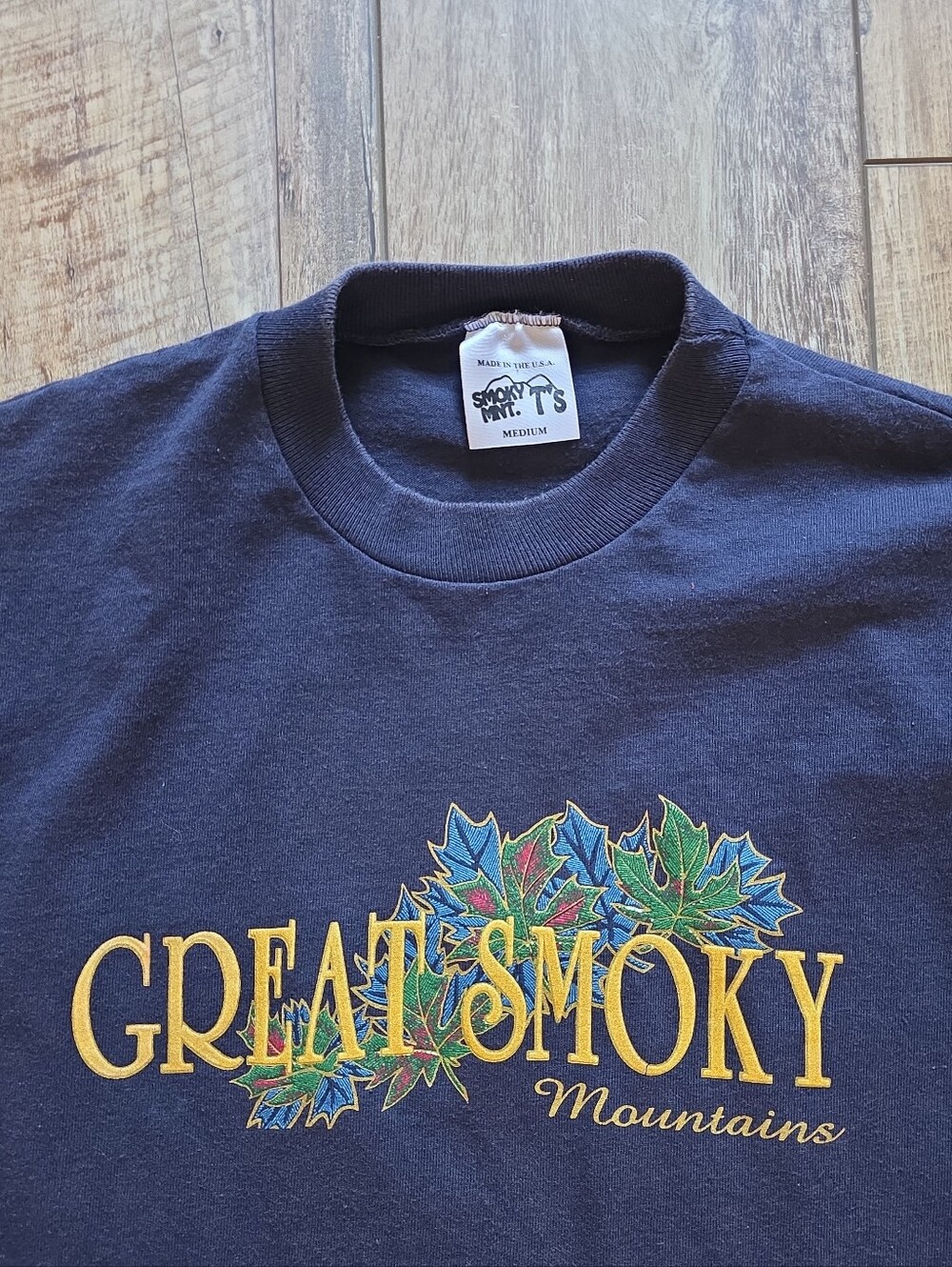 Smoky Mnt. T's - Vintage Great Smoky Mountains Long Sleeve T-Shirt - M - Navy